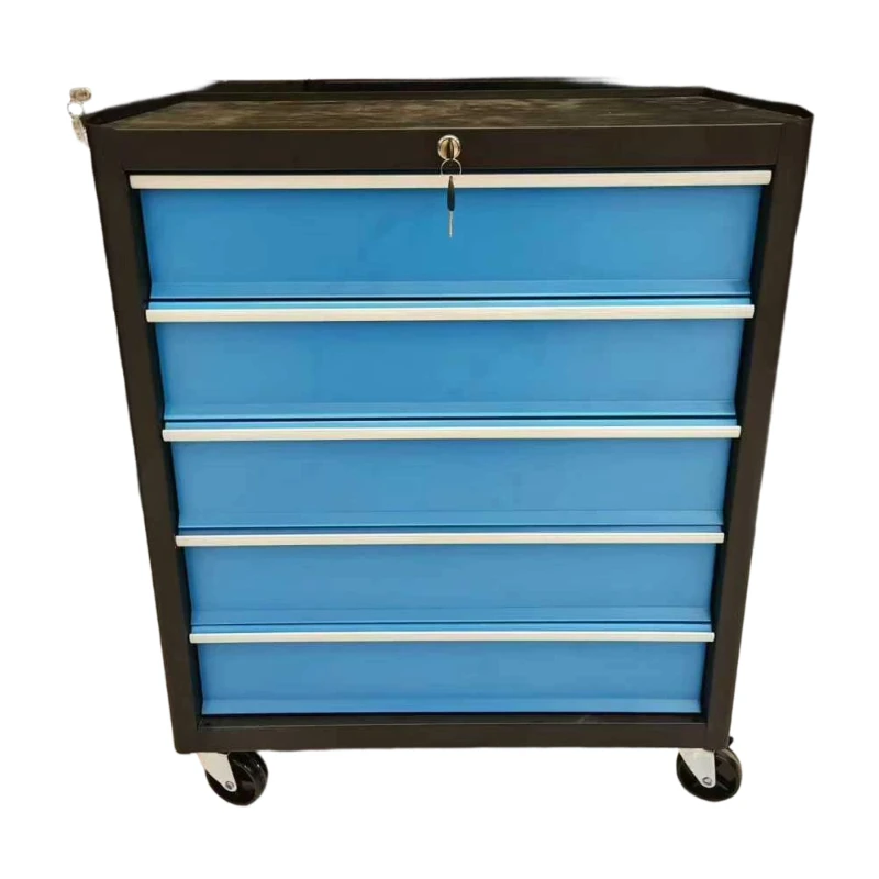 

Высококачественная передвижная тележка для инструментов AOCHEN с 5 ящиками, ручкой и колесами, черная