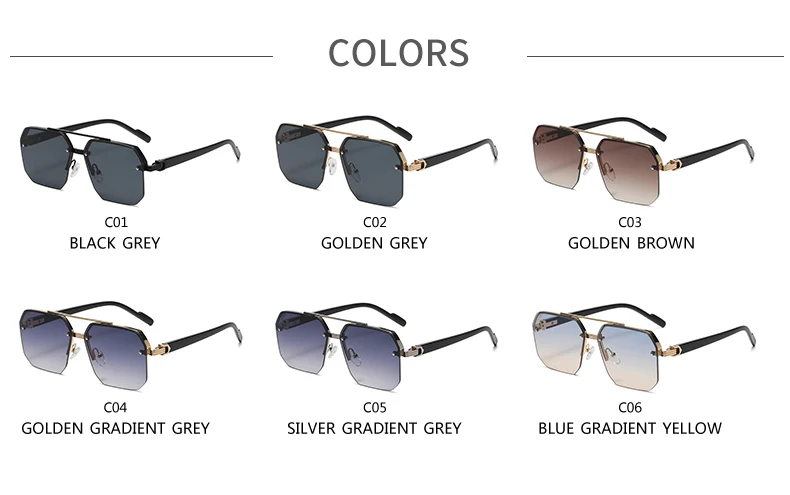 Herren Metall-Sonnenbrille Quadratischer Halbrahmen mit Ziernieten Lässiger Trend Persönlichkeit Retro Mode Outdoor-Sport-Brille – Detail 3