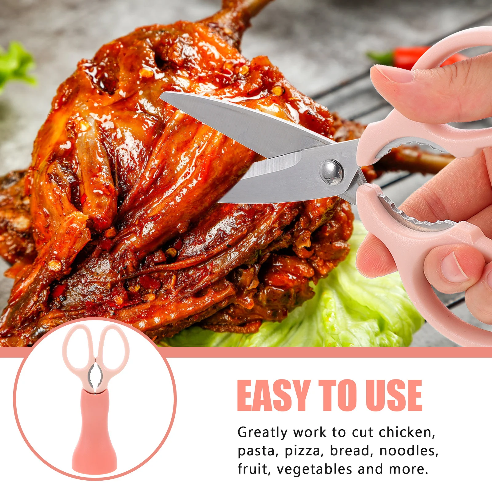 1 مجموعة الفولاذ المقاوم للصدأ مقص أغذية الأطفال متعددة الوظائف المطبخ القص لقطع الدجاج المعكرونة البيتزا الخبز الفاكهة الخضروات #1