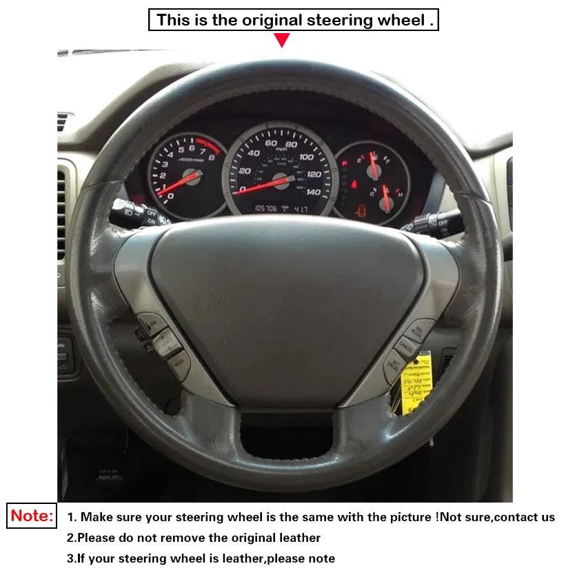 Black Faux Leather Car Steering Wheel Cover for Honda Pilot Element 2006-2011
