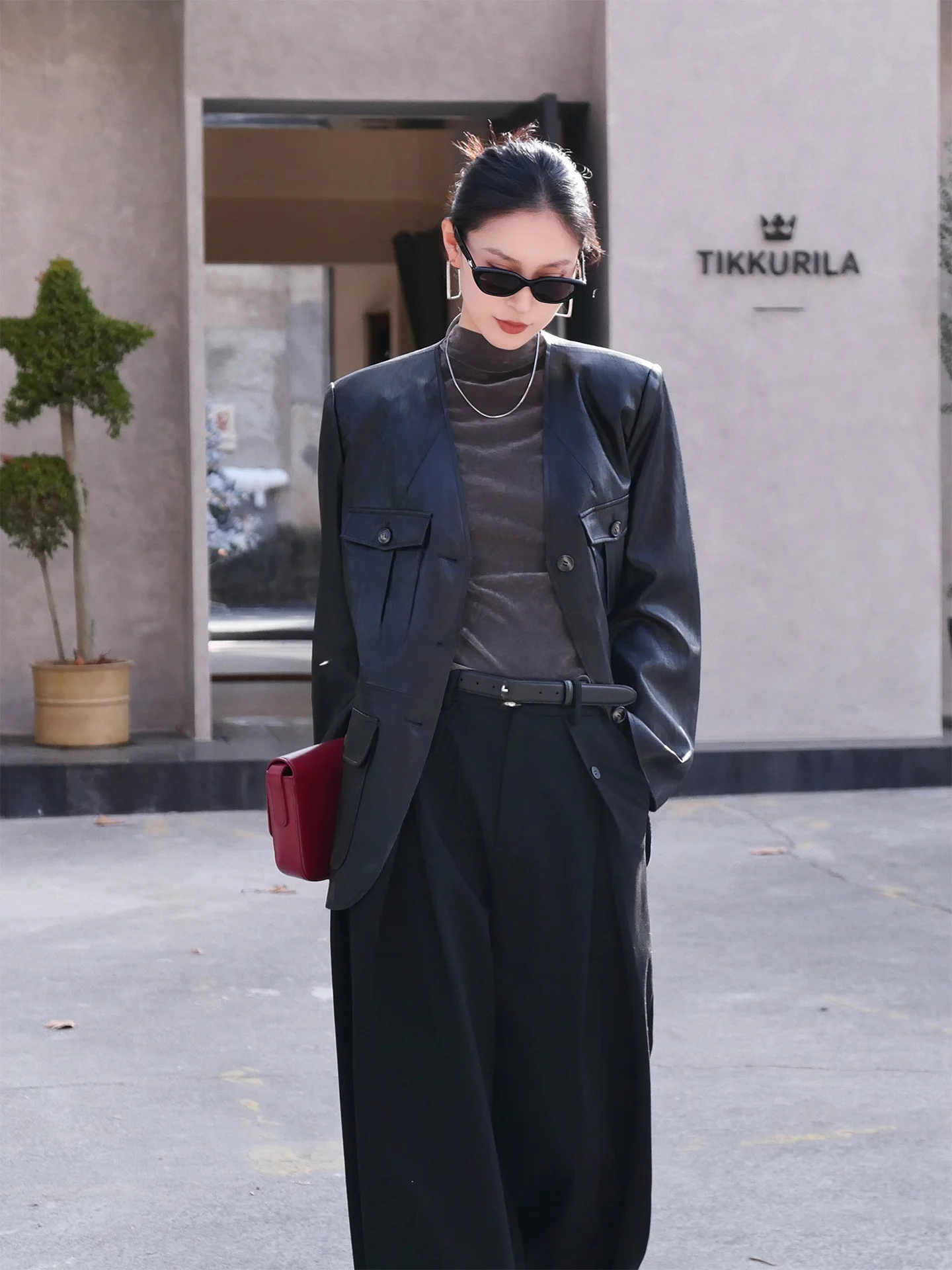 Jaqueta de Couro Vintage Americana Jieji Zhang, Estilo V-Ne, Multicolorida, Casual, Ajuste Solto