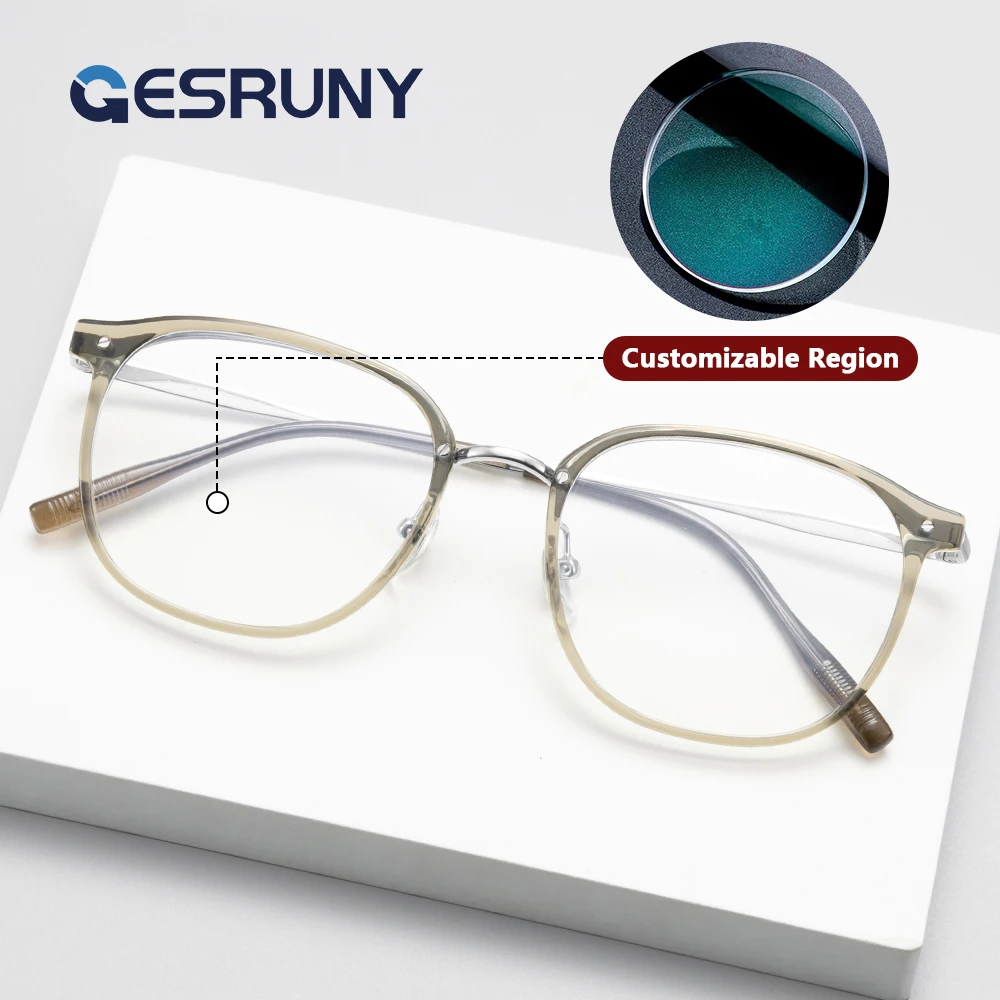 

Gesruny Titanium Progressive Prescription Glasses Photochromic Reading Glasses Women Anti Blue Light Optical Myopia Eyeglasses