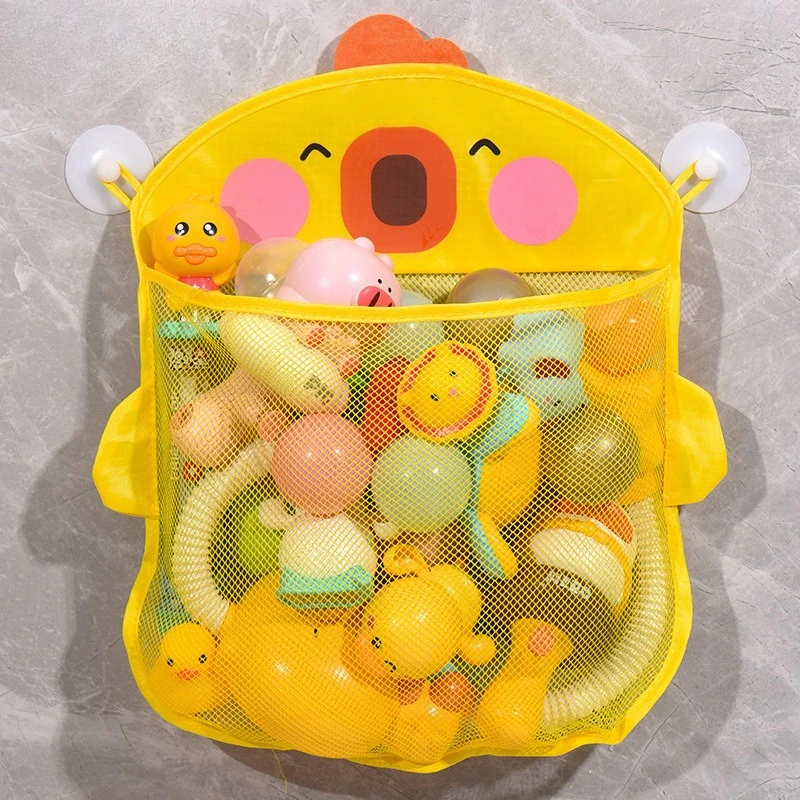 ของเล่นอาบน้ำในห้องน้ำ ถุงเก็บของเด็ก ลายการ์ตูน เป็ดเหลือง อุปกรณ์อาบน้ำ ตัวกรองน้ำ