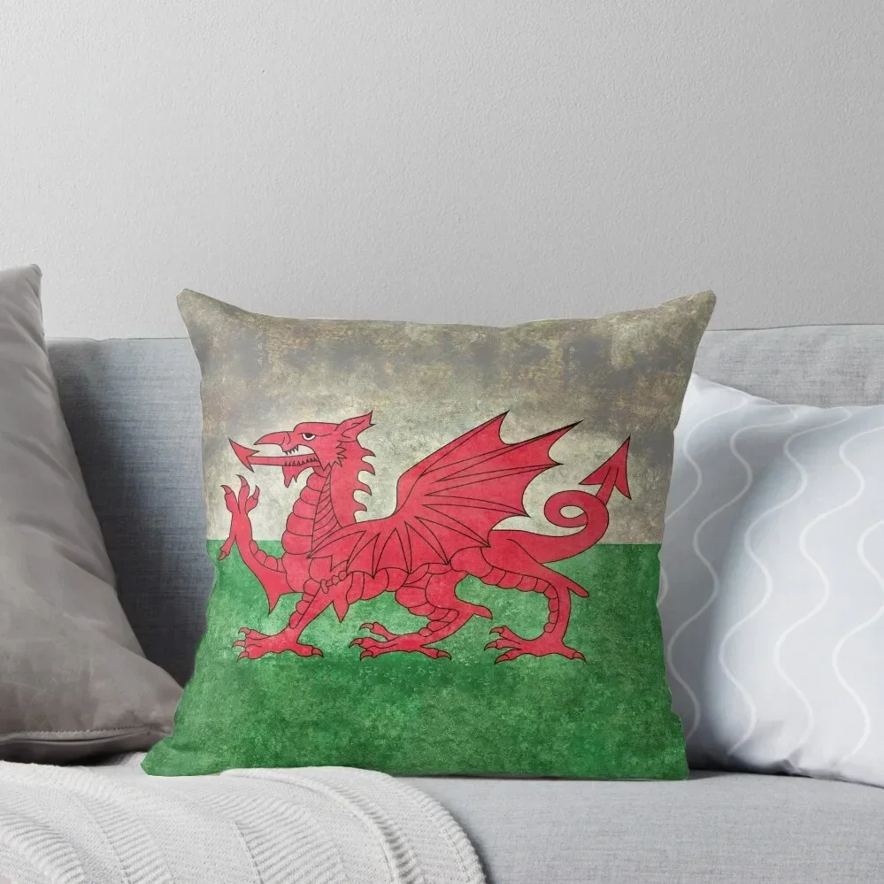 

Welsh Flag of Wales in grungy distressed style Throw Pillow Decorative Cushion Cover Cushions For Sofa pillow