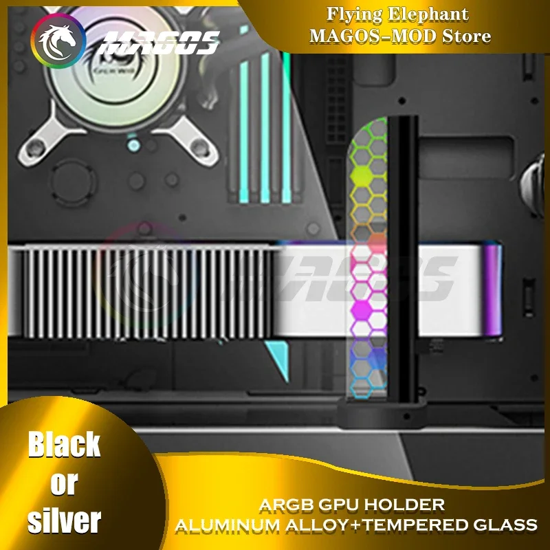Aluminum Temper glass RGB Graphics Card Holder Support Frame 3 Pin Video Card GPU Bracket Water Cooling Kit Stand