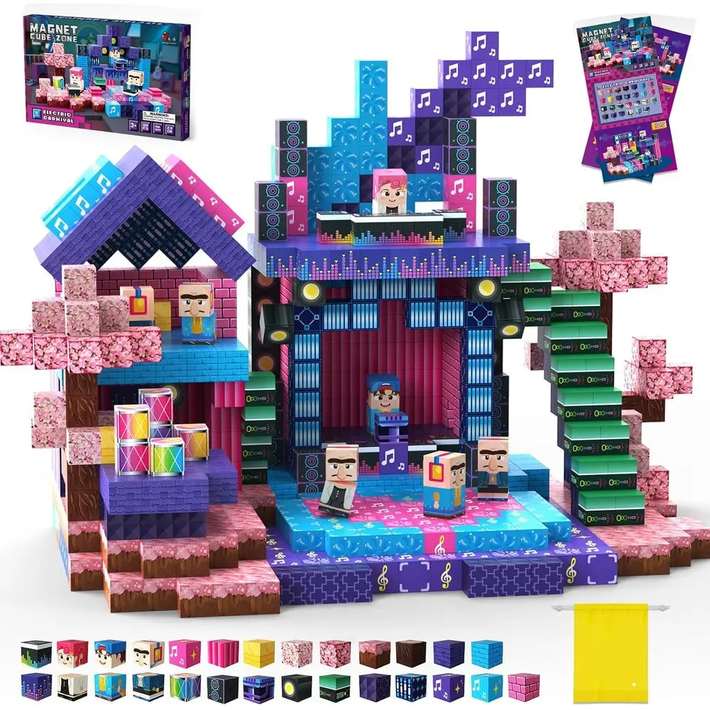 مجموعة مكعبات بناء مغناطيسية 120 قطعة للأطفال من سن 4 إلى 12 سنة، هدية حسية مثالية للأميرة للفتيات - مثالية لعيد الميلاد والولادة