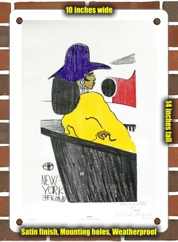 علامة معدنية لشركة الطيران الفرنسية ، نيويورك ، نيويورك ، JFK ، 10 × 14 بوصة