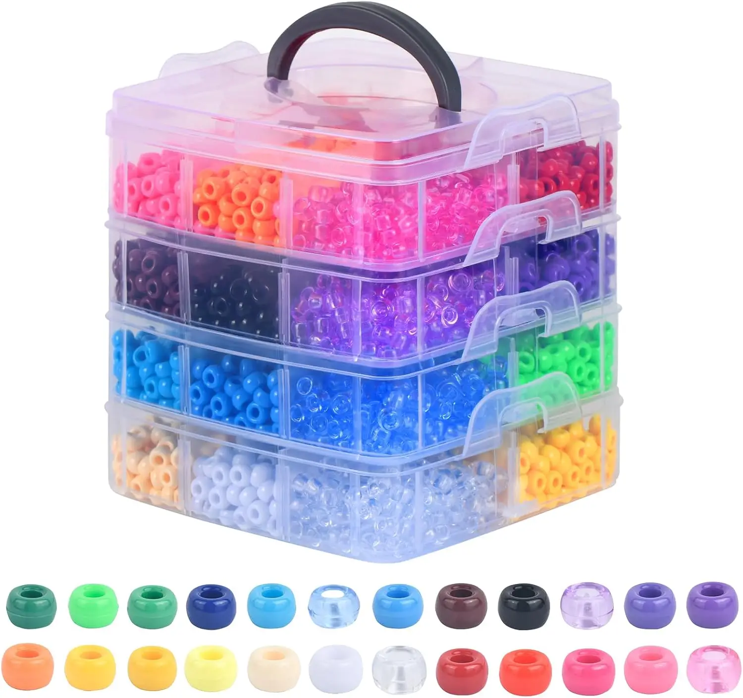 

4200pcs Bead Craft Kit Multicolor Plastic Pony Beads for Jewelry Making, Bracelets, Hair Braiding & DIY Crafts with Organizing