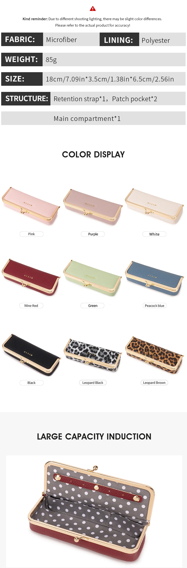 MIYIN Leopardenmuster Damen-Schmuck-Organizer mit Klemmverschluss Multifunktionales Brillenetui Reise-Essentials Lippenstift- und Kosmetik-Organizer – Detail 2