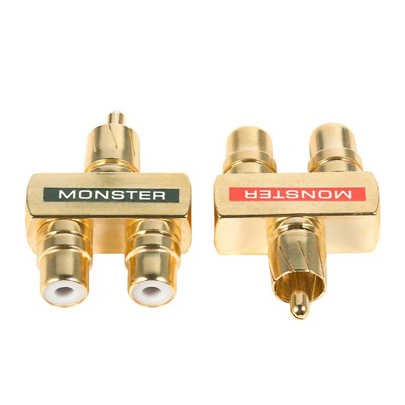

1Pair RCAxMale Plug to 2xRCA Female Socket Connectors, Excellent Gold Plated RCA HIFI Audio Terminals