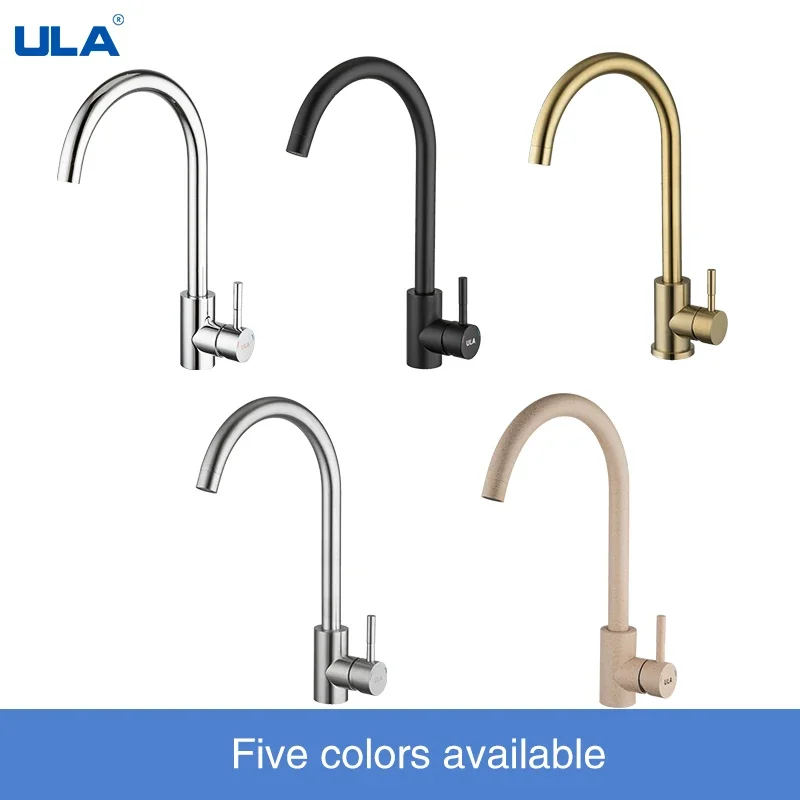 ULA Black Gold Kitchen Faucet Stainless Steel 360 Rotate Faucet Kitchen Tap Deck Mount Cold Hot Water Sink Mixer Taps Torneira