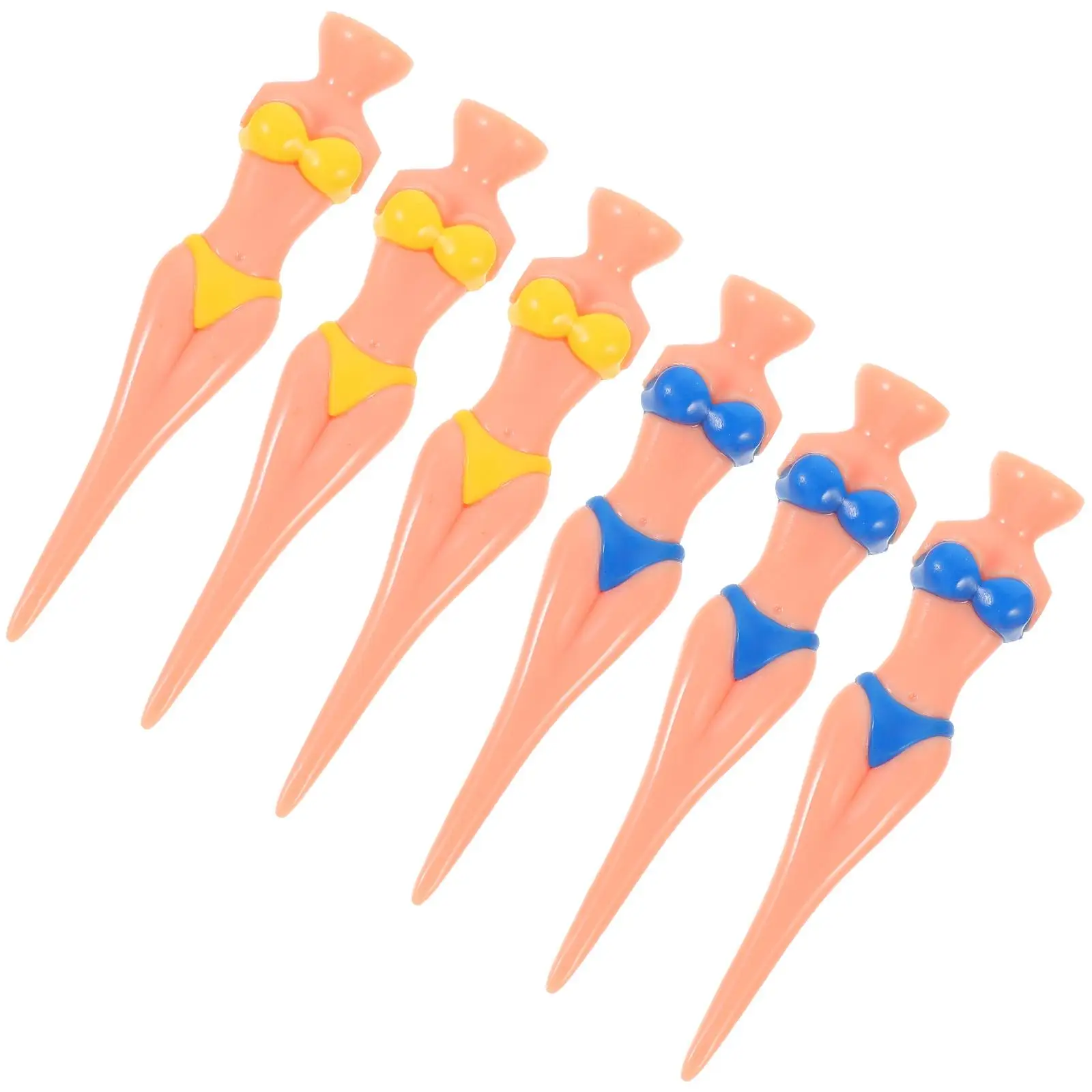 

6 Pcs Golf Tees Shape Pink Color Practice Party Tools Holders Plastic Durable Reusable Golfs Training