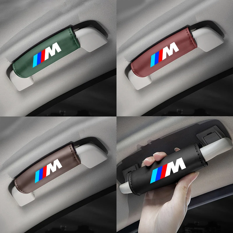 

2pcs Leather Car Roof Armrest Pull Cover Handle Gloves For BMW M Performance E46 E90 E60 F10 F30 E39 E36 F20 E87 G30 E92