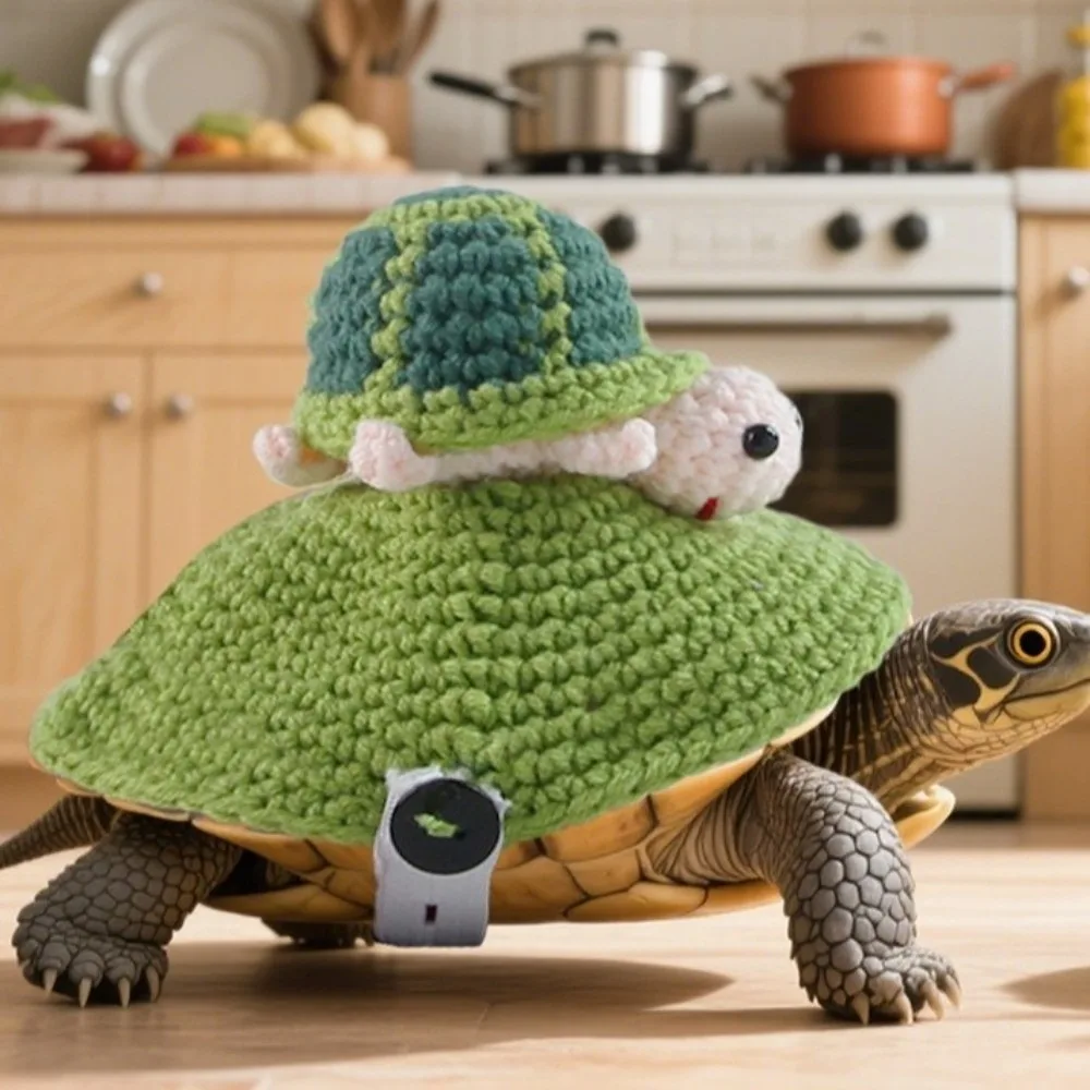 

Cute Handmade Turtle Sweater Knitted Decorative Pet Tortoise Clothes Bee Shape Warm Small Animal Apparel Pet Tortoise