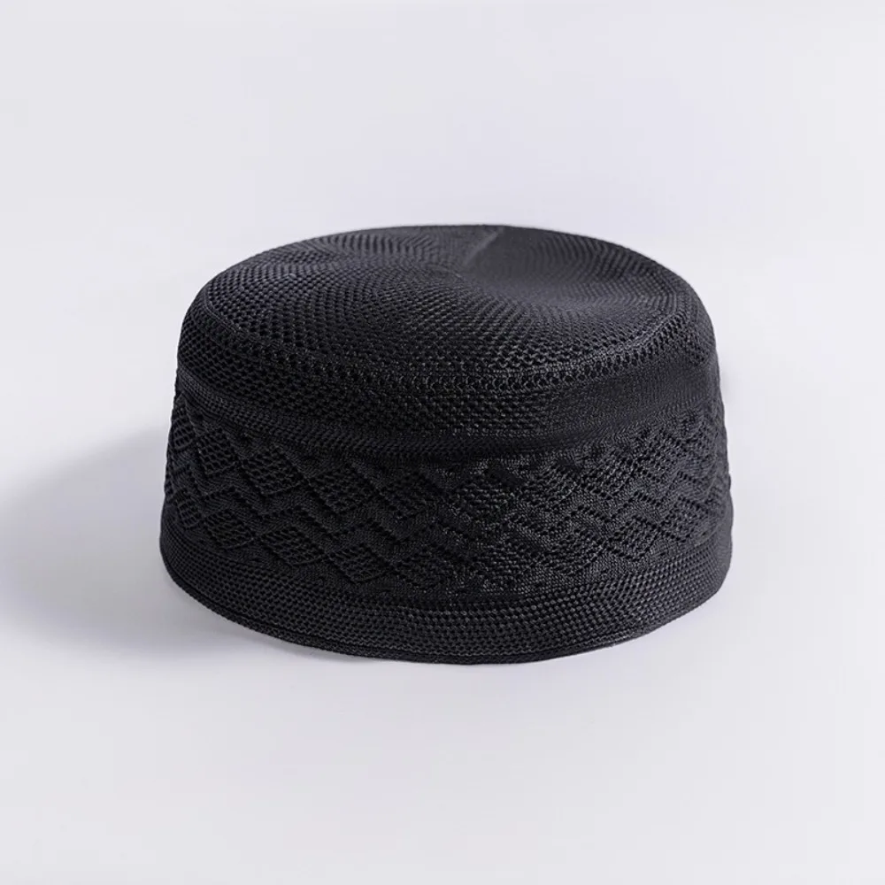 

New Crochet Knit Ethnic Hat Mesh Breathable Islamic Hat Thin Cotton Summer Hat Men