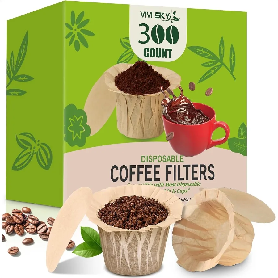 

K cup Coffee Paper Filters with Lid for Keurig Fits All Keurig Single Serve Filter Brands Natural with Lid 300