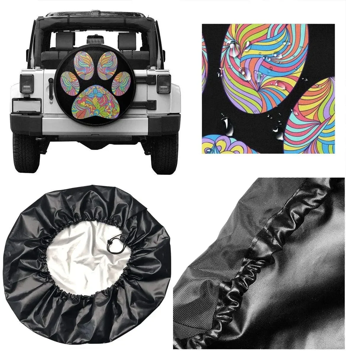 Delerain-cubiertas de neumáticos de repuesto con estampado de pata de perro, para remolque RV, SUV, camiones y muchos vehículos, cubiertas de ruedas, Protector solar impermeable (