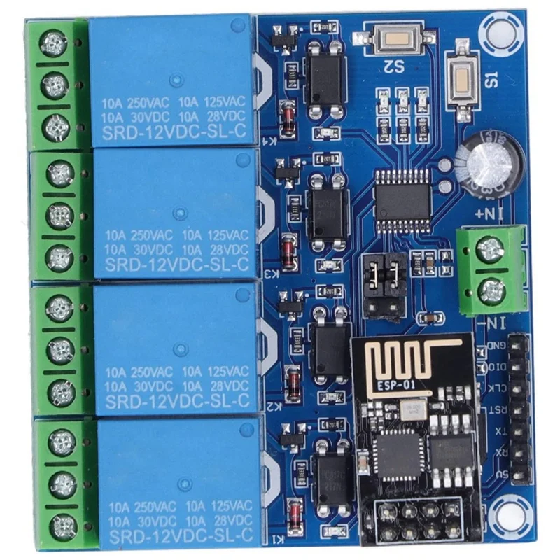 4 Channel WiFi Wireless Relay Module Smart Home Phone APP Remote Switch Module ESP8266 (12V)-DTA9