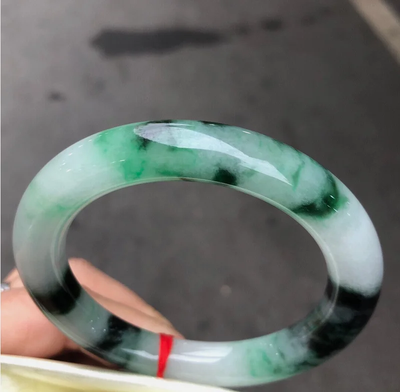 Round Rod Nature Grade A High Icy Green Burma Jade jadeite bracelet bangle 55mm