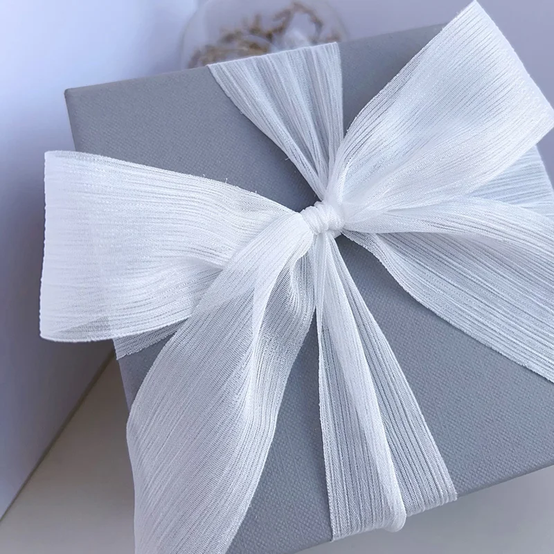 Sparkling Ribbon Chiffon Wrinkle Mesh Accessories Bright Silk Wrinkle Bow Gift Box Flower Bundle Packaging Snow Yarn Ribbon