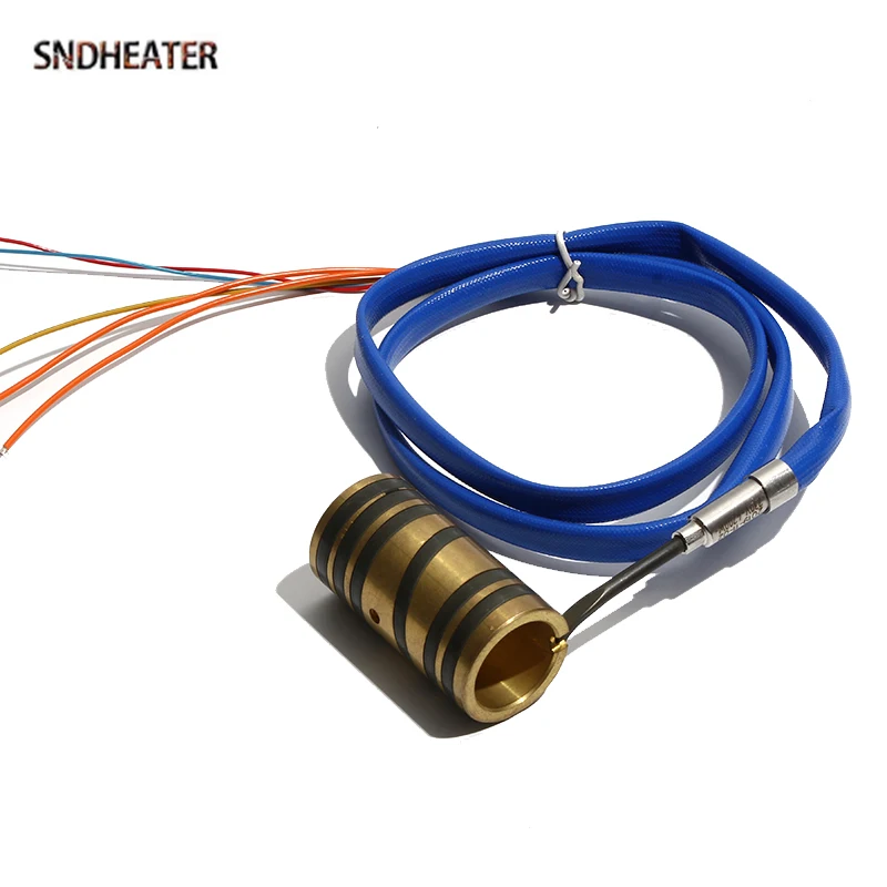 SNDHEATER 220V Electric Hot Runner Heating Element Temperature Control Circular Copper Coil with K Thermocouple/Ground Wire 500w