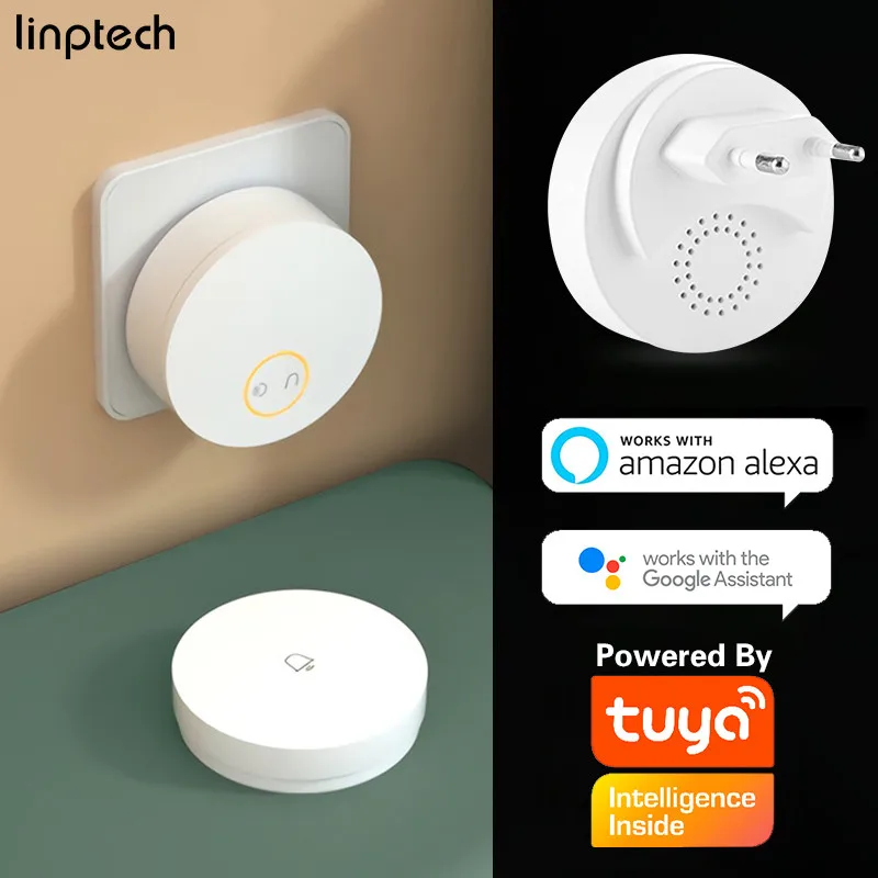 Linptech batter-free WIFI Self-power-generating Wireless Doorbell Work tuya APP Smart Control Memory Function Without battries