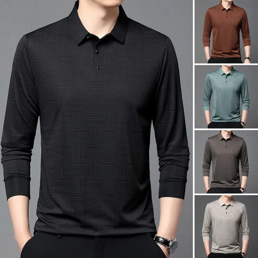 

Men's Plaid Casual Shirt Long Sleeve Breathable Lapel Business Shirt Regular Fit Top