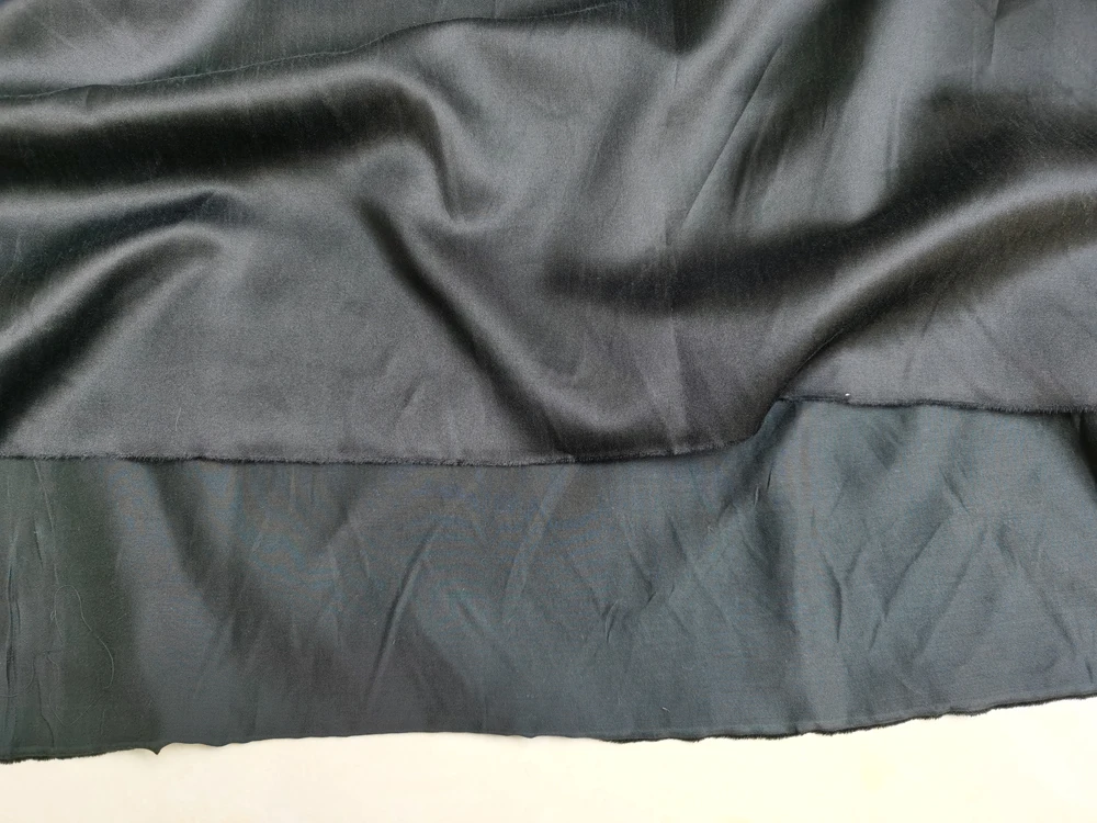 1 meter X 1.36 meter Soft Natural Silk Cotton Charmeuse Fabric Dress,Gown,Sleepwear,Classic Black