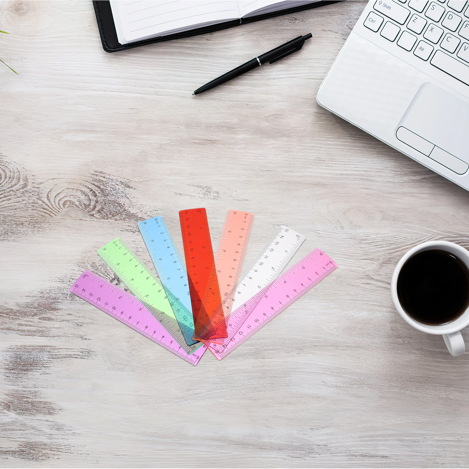 

14 Pcs Ruler Measuring Kit Colored Transparent Drawing Straight Student Kids for School