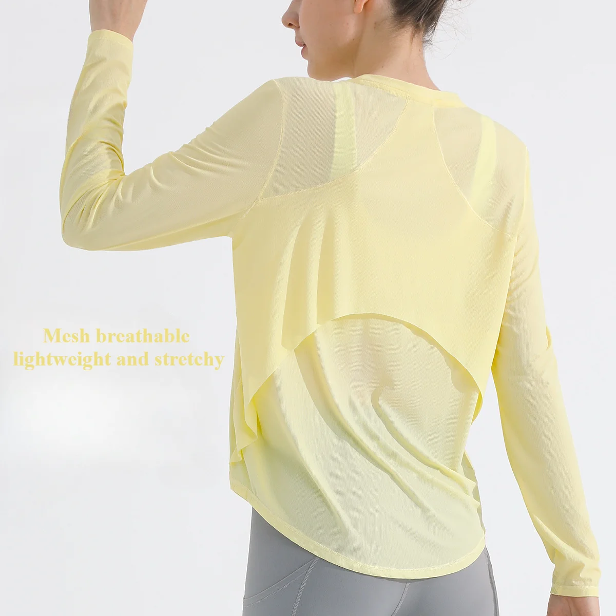 Sunscreen Blouse Beautiful Back Women's Breathable Quick-drying Fitness Top Loose Running Yoga Shirt Long-sleeved T-shirtsports