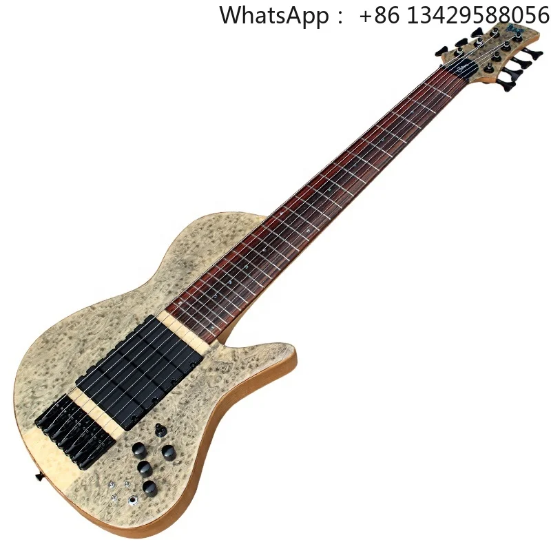 Flyoung 7 Strings Electric Bass Guitar Neck Through Body Bass Birdseye Maple Veneer Bass