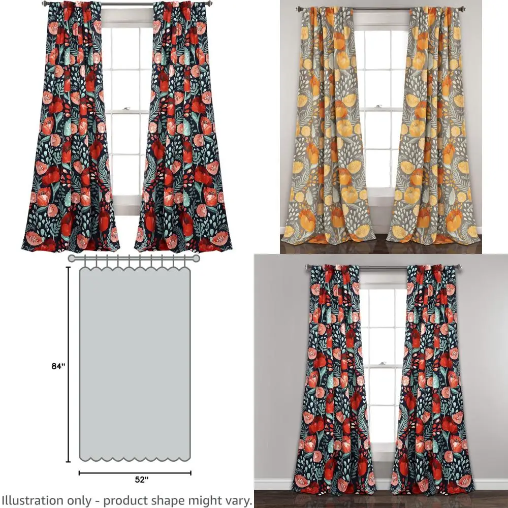 

Navy Blue Light Filtering Curtains Set, 84" Length for Living Room, Dining Area, and Bedrooms