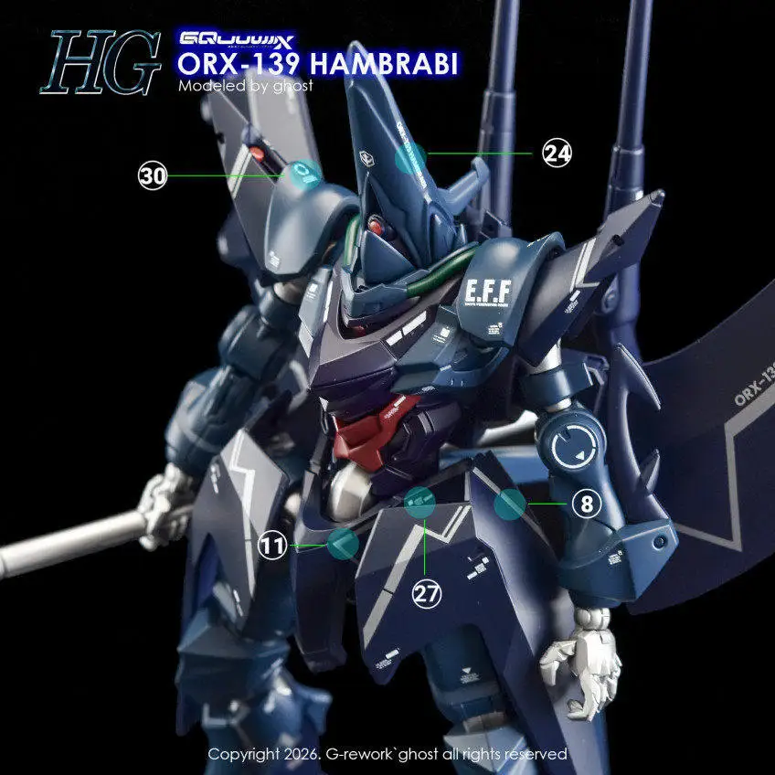 GHOST High Precision Fluorescent Water Slide Decals For HGUC 1/144 RX 139 Hambrabi Devil Fish Model Kit