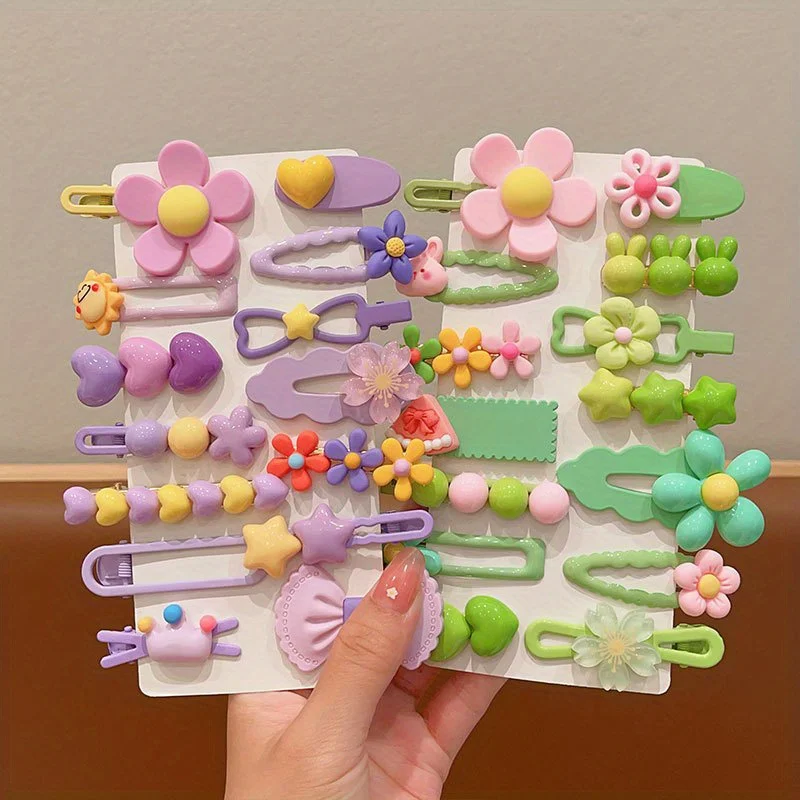 مجموعة واحدة مكونة من 14 قطعة من مشابك الشعر التي لا تضر الشعر، وإكسسوارات شعر الأطفال، ومشابك شعر جانبية للفتيات، وإكسسوارات الشعر، وأساسية لهدايا العطلات، ومجموعة مشابك شعر على الطراز الكوري