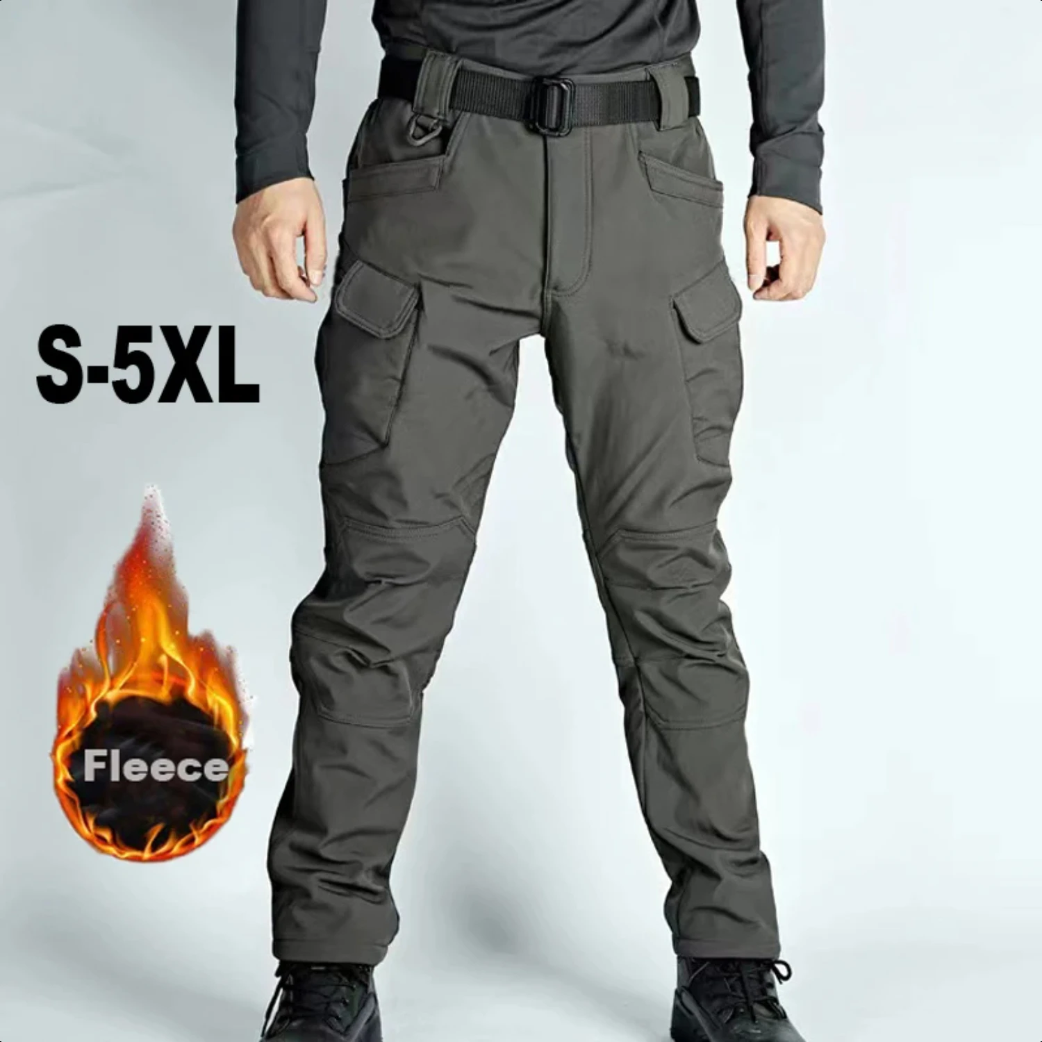 Pantalones de lana de invierno para hombre, chaquetas tácticas de carga para pesca al aire libre, pantalones de piel de tiburón a prueba de viento, senderismo, caza, senderismo, Camping, S-5XL