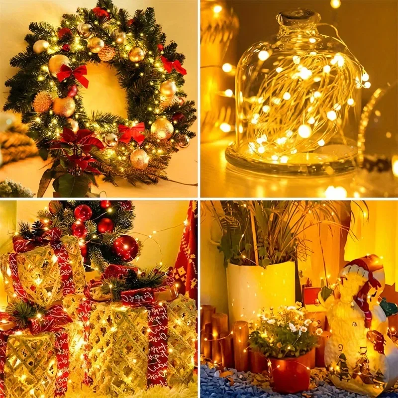 عيد الميلاد LED صور كليب سلسلة أضواء وكريستال الكرة الأسلاك النحاسية الجنية جارلاند لجدار غرفة نوم شجرة حفل زفاف الديكور #3