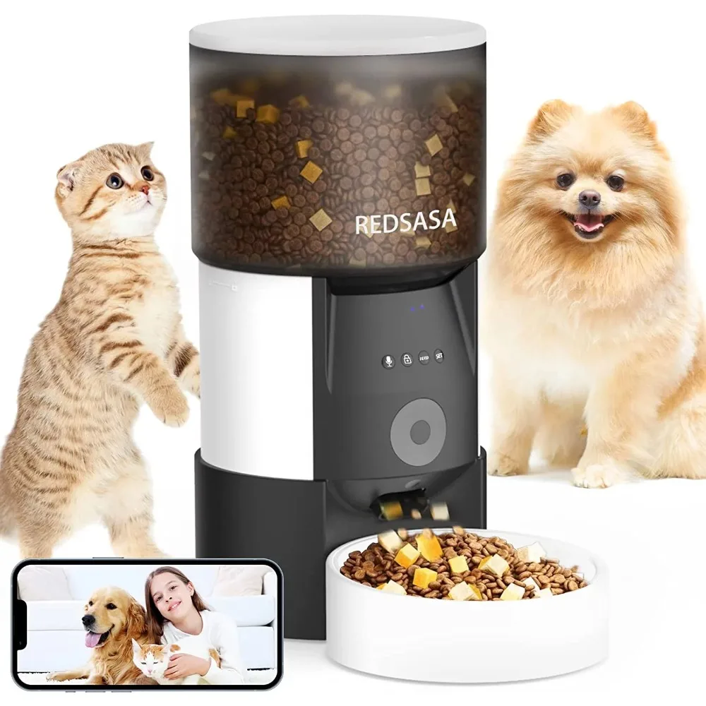 

3L Automatic Pet Feeder with Camera, Automatic Cat/Dog Dispenser with 2-Way Audio, 1080P HD with Night Vision, WiFi