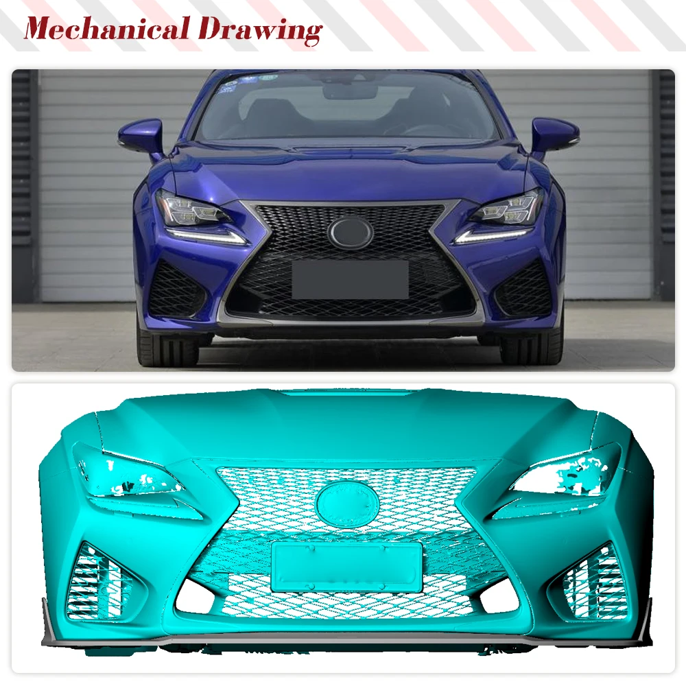 Car Front Bumper Lip Carbon Fiber Spoiler for Lexus RCF RC F 2015-2019 Front Bumper Lower Chin Lip Spoiler Body Kits Guards