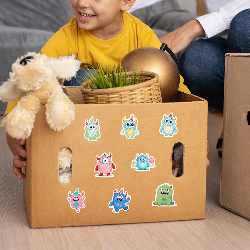 50PCS Cute Big-Eyed Monster Cartoon Stickers Waterproof Vinyl Decals Luggage Journal Skateboard Helmet Notebook Guitar Kids Toys view 5