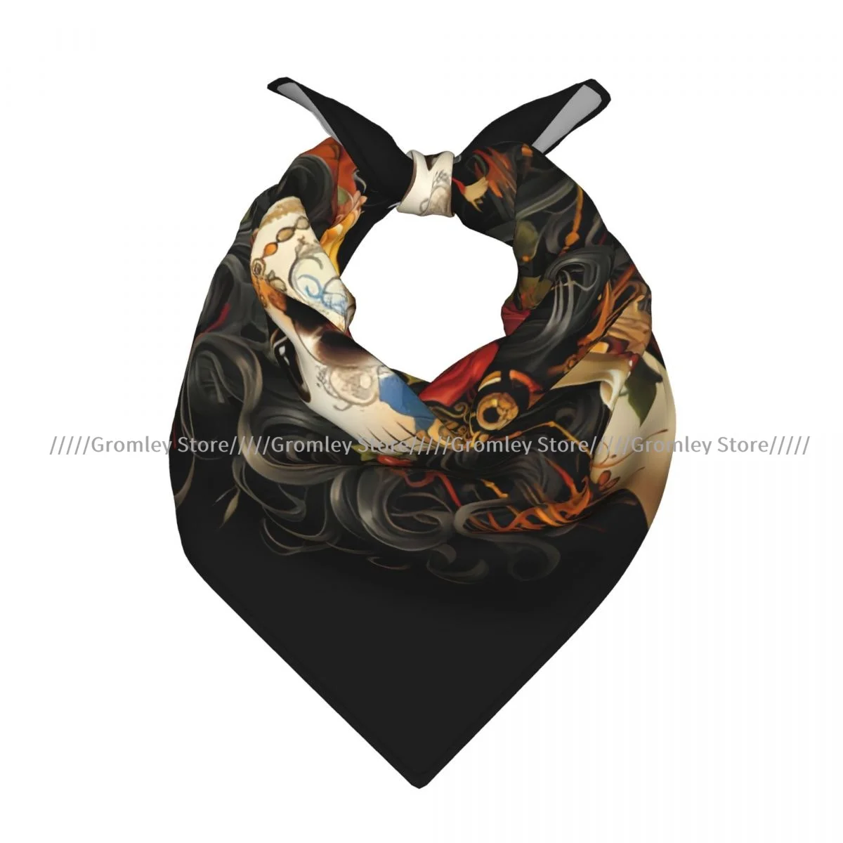 Square Scarf Women Day Of The Dead Woman With Flowers In Her Hair Bandana Headscarf