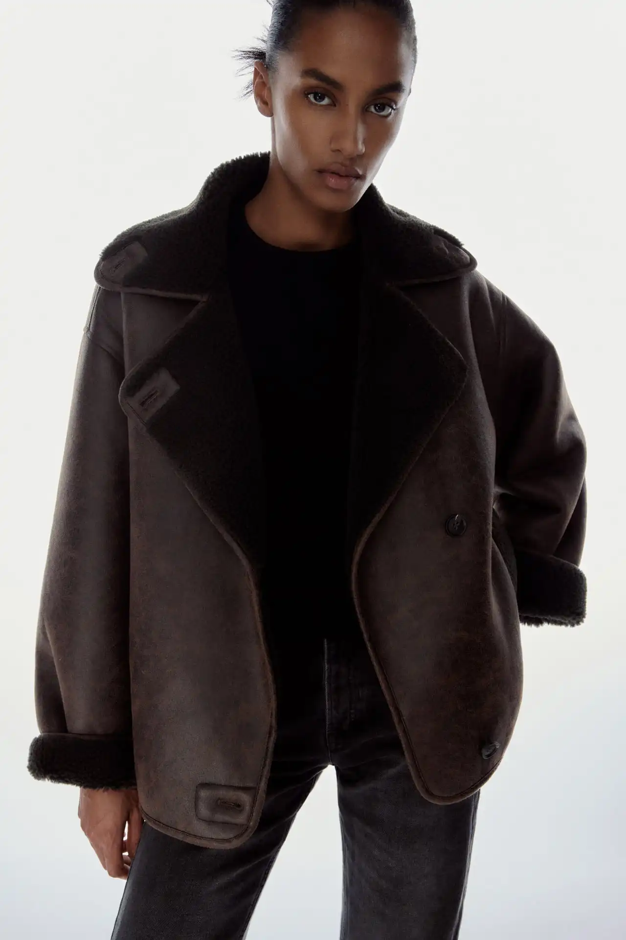 

Lamb Wool Jacket Woman Hooded Slim Long Bomber Varsity Autumn Spring Insulated Furry Beige Bow Embellished Satin Cowgirl Style