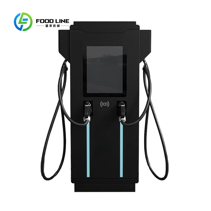 Customized 21-Inch Advertising Screen EV Charger Station, 120kW 160kW 240kW Dual Gun Ultra Fast DC Charging Pile