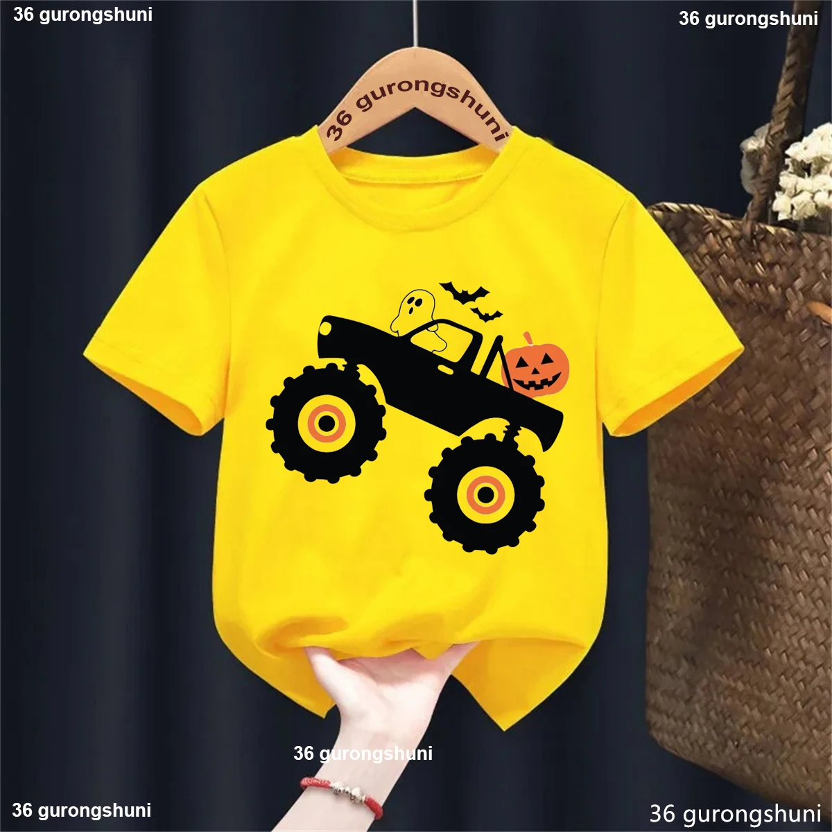 

Halloween Boo Truck Pumpkin Bat Printed T Shirt Girls/Boys Funny Kids Clothes Halloween Gift T-Shirt White/Blue/Grey Tshirt