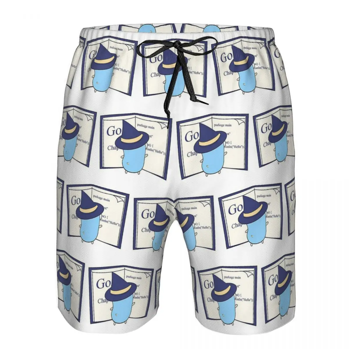 The Go Gopher Golang Witch Learning Trunks Beach Board Shorts Casual Quick Dry Swim Summer Men Pants