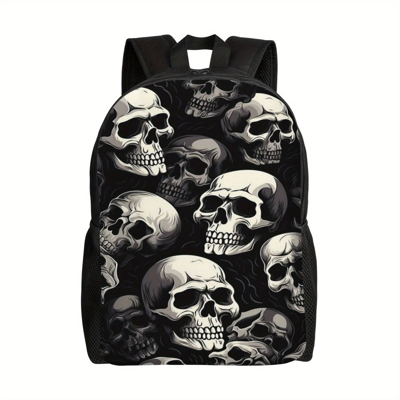 

Skull print backpack, men's and women's high-capacity travel backpack, lightweight computer bag, laptop shoulder bag, suitable