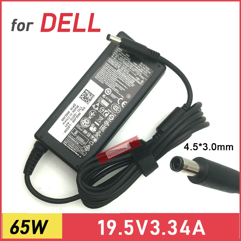 Genuíno 19.5v 3.34a 65w carregador de laptop adaptador ac para dell inspiron 13 5378 7347 7348 7352 17 5755 5758 5759 fonte de alimentação