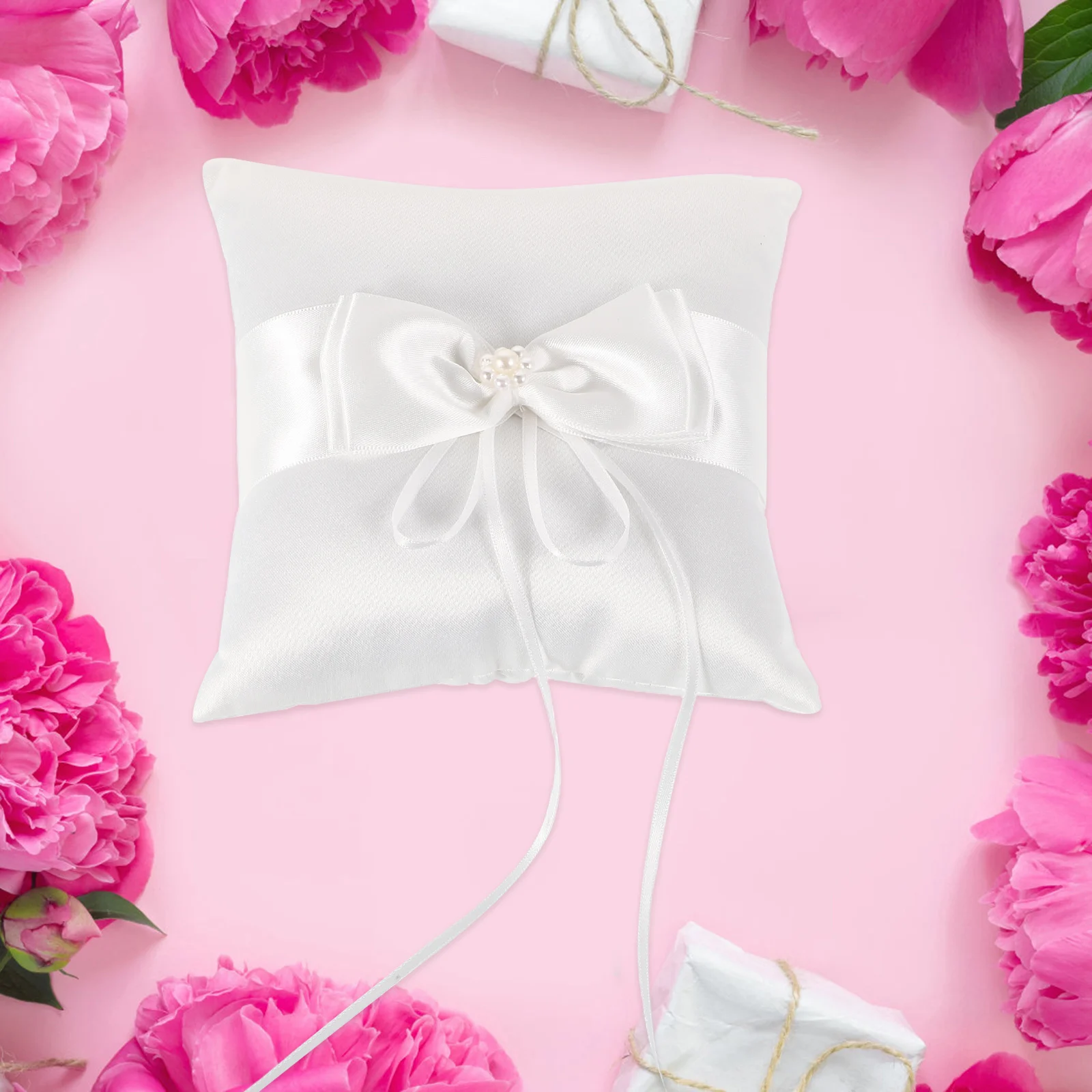 

Elegant Wedding Pillow 1PC Bridal Cushion Satin Polyester Bowknot Design Comfortable Support for Flower Girl
