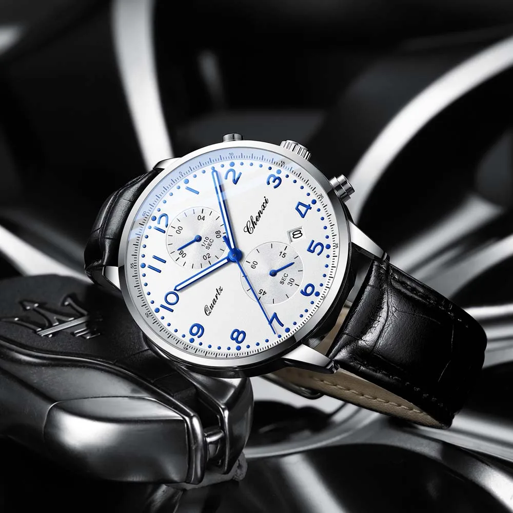 ساعة كوارتز رجالية متعددة الوظائف من CHENXI طراز كرونوغراف برتغالي الأكثر مبيعًا ساعة رجالية عصرية مضيئة مقاومة للماء