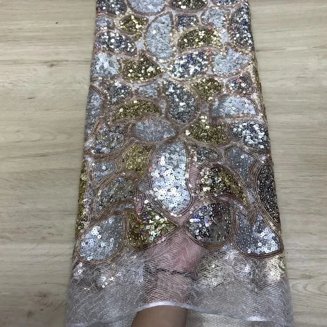 

African Beaded 3D Tulle Lace Fabric 2021 African French Lace Fabric High Quality Nigerian Embroidery Tulle French Lace