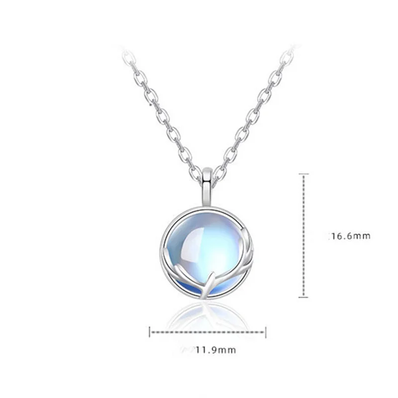 Cao Cấp S925 Bạc Xương Đòn Dây Chuyền Nữ Trang Sức Thời Trang Mặt Đá Mặt Trăng Thiên Nai Sừng Tấm Mặt Dây Chuyền Đẹp, Mặt Dây Chuyền Nam Nữ Ánh Sáng Cao Cấp Bé Gái Tặng
